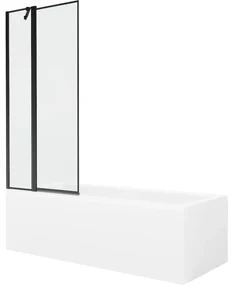 Mexen Cubik wanna prostokątna 170 x 70 cm z obudową i parawanem 1-skrzydłowym 80 cm, czarny wzór - 550317070X9408117070
