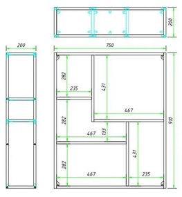 Czarny regał ścienny w dekorze jesionu 75x91 cm Seaford – Actona