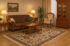 Prostokątny beżowy dywan w retro stylu A6-D14