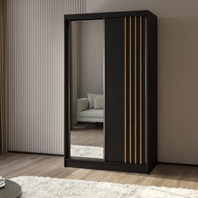 Szafa Przesuwna NELVIA 120 cm z Lustrem Szafa Dwudrzwiowa Czarna