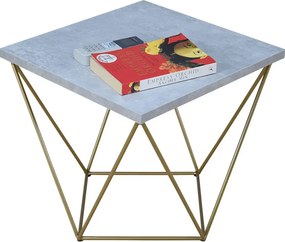 Kwadratowy stolik kawowy beton + złoty E9-P53