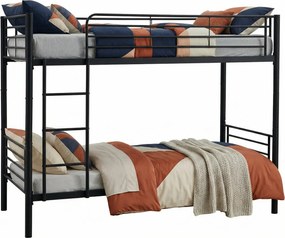 Czarne metalowe łóżko piętrowe młodzieżowe 90x200 D2-D21