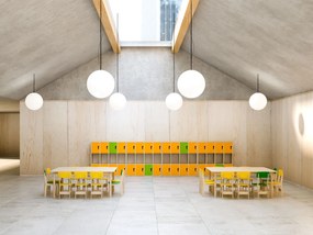 Stół przedszkolny 10-cio osobowy z regulacją wysokości klonowy