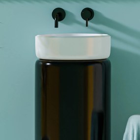 Umywalka wolnostojąca okrągła czarno biała w połysku RONA black&amp;white Glow 87 x 38 cm