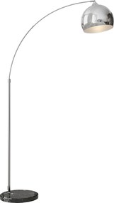 HOMCOM Łukowa lampa stojąca, regulowana, z przełącznikiem nożnym, podstawa imitującą marmur, 170-180cm, Srebrny/Czarny