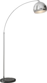 HOMCOM Łukowa lampa stojąca, regulowana, z przełącznikiem nożnym, podstawa imitującą marmur, 170-180cm, Srebrny/Czarny