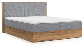 Szaro-naturalne łóżko boxspring ze schowkiem 140x200 cm Asahi – Maison de Rêve