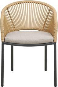 Beżowe metalowe tapicerowane krzesło ogrodowe Novella – House Nordic