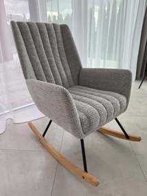 Fotel wypoczynkowy bujany do salonu, sypialni, na płozach tkanina beż, FW6