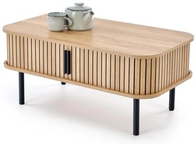 Ława z zamykaną półką, MDF naturalny/czarny 90/50/40 ANGELINA