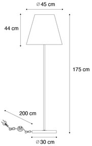 Lampa podłogowa Retro mosiądz z abażurem plisowanym kremowym 45 cm - Kaso Retro Oswietlenie wewnetrzne