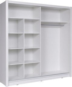 Szafa Przesuwna RANOR 200 cm z Lustrem Szafa Dwudrzwiowa, Biały