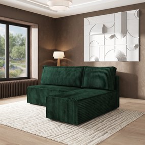 Masseno Narożnik BRISO z funkcją spania i pojemnikiem na pościel Narozniki L, Rozkładana sofa - Butelkowa zieleń, TILIA 39