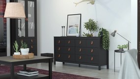 Czarna komoda z szufladami Madrid 4+4