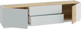 Szafka RTV 2-drzwiowa z szufladami Lewisville 131, Secret Grey/dąb Valencia