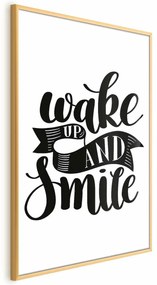 Plakat Wake up and smile 21x30 cm z ramą złotą bez marginesu ARTGEIST B