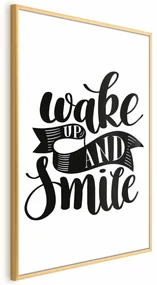 Plakat Wake up and smile 21x30 cm z ramą złotą bez marginesu ARTGEIST B
