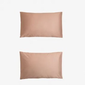 Zestaw 2 Poszewek Na Poduszki Sampras Z Satyny O Gęstości 300 Nici Toasted Almond & 50 X 75 Cm - Sklum