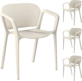 Outsunny Zestaw 4 Wodoodpornych Krzeseł Ogrodowych Stosowalnych z Podłokietnikami i Oparciem, Do 120 kg