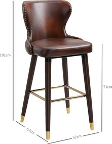 HOMCOM krzesło barowe krzesło bistro krzesło do jadalni z podnóżkiem wysokim oparciem PU