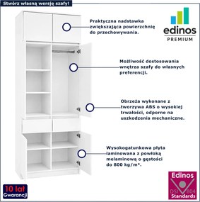 Biała minimalistyczna dwudrzwiowa szafa z nadstawką 100 cm  K6-T48