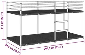 Białe minimalistyczne łóżko piętrowe 80 x 200 cm R6-N22