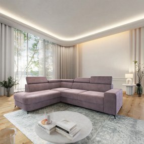 Masseno Narożnik ALVORO z funkcją spania i pojemnikiem na pościel Narozniki L, Rozkładana sofa - Wrzosowy, MONOLITH 62