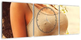 Obraz - Kobieta przy drzewie (z zegarem) (90x30 cm)