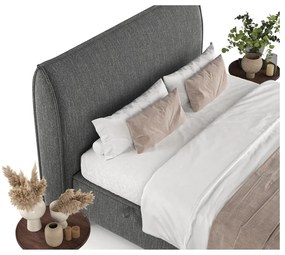 Szare tapicerowane łóżko dwuosobowe ze schowkiem 160x200 cm Draco – Maison de Rêve