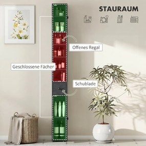 kleankin 180 cm wąska szafka łazienkowa, stojak na papier toaletowy z otwartymi półkami, 2 szafki, Czarny | Aosom PL