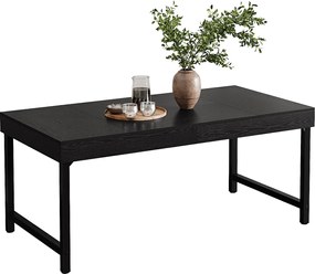 Stół jadalny w stylu rustykalnym dla 4-6 osób, 140 cm, czarny, prostokątny, kuchenny stół obiadowy