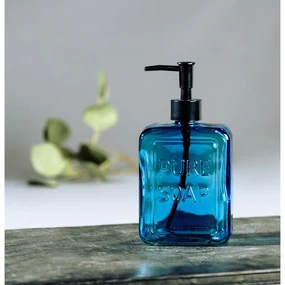 Niebieski szklany dozownik do mydła Wenko Pure Soap