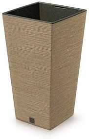 Doniczka FURU SQUARE ECO WOOD z wkładem 30 cm, brązowy, M