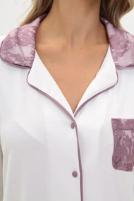 Damska bambusowa piżama CLAUDIA XL Kremowy / Jagodowy