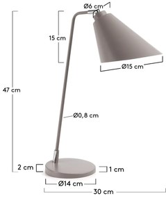 Szara lampa stołowa Kave Home Priti