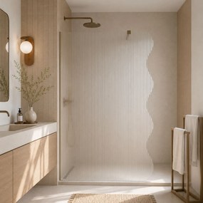 Ścianka prysznicowa Walk in fix szkło transparentne ryflowane WAVE Welle Clear MASSI | Różne rozmiary : Kolor profili kabiny - czarny, Szerokość ścianki - 110 cm , Typ montażu - WALK in FIX (Do ściany)