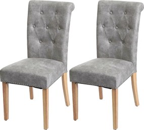 Krzesło do jadalni Chesterfield II (zestaw 2 sztuk),  tkanina/tekstylia jasnoszare, jasne nogi