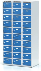 Alfa 3 Szafka skrytkowa S6, 30 schowków, 1800 x 900 x 500 mm, zamek cylindryczny, drzwi niebieskie
