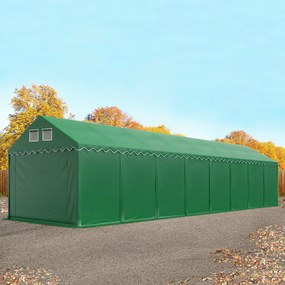 TOOLPORT 4x16m Namiot magazynowy - 2,6 m wysokość ścian bocznych, PVC 800, ciemnozielony, bez statyki - (37706)