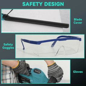 Outsunny Elektryczne nożyce do żywopłotu Akumulatorowe nożyce elektryczne o długości cięcia 51cm, Silnik, Akumulator Niebieski