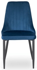 Zestaw Stół Okrągły Rozkładany HARRY 102-142 cm Dąb Artisan/Czarny i 4 Krzesła Tapicerowane BARI Granatowe Nowoczesne