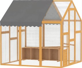 PawHut Kurnik 3,07 m² Wybieg drewniany z wodoodporną osłoną, zamkiem bezpieczeństwa, dla 6-8 kur 1,7 x 1,8 x 1,8 m | Aosom PL
