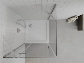 Mexen Roma kabina prysznicowa uchylna 80 x 80 cm, transparent, chrom + brodzik Flat - 854-080-080-01-00-4010