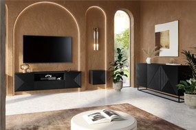 Komoda Asha 167 cm z szufladami i metalowymi nogami - czarny mat