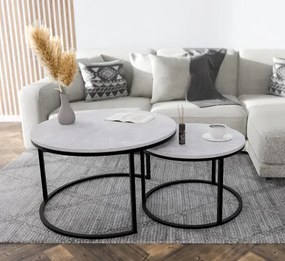 Komplet dwóch stolików kawowych loft szary + czarny - Satell 3X