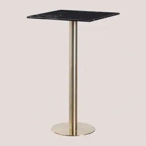 Kwadratowy Wysoki Stolik Barowy 60x60 Cm Z Marmuru Cosmopolitan Marmur Nero Marquina & Champagne Oro - Sklum