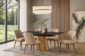 Rozkładany stół  na jednej nodze czarny + dąb - Comos