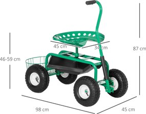 Outsunny wózek ogrodowy z regulowanym siedziskiem do 150 kg solidna konstrukcja praktyczny design | Aosom PL