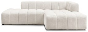 Biały narożnik z materiału bouclé (prawostronny/z szezlongiem) Annecy – Bobochic Paris