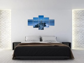 Obraz latarni morskiej i morza (125x70 cm)